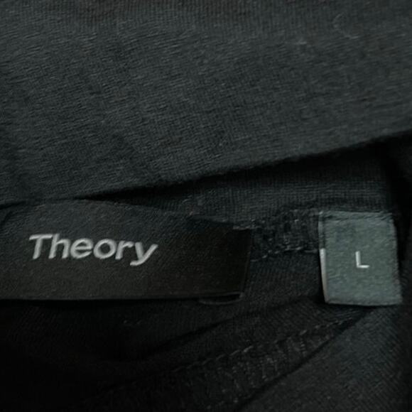 Theory Black Silk Turtleneck Foldover Long Sleeve Pullover Sweater Top Size L - Picture 4 of 4